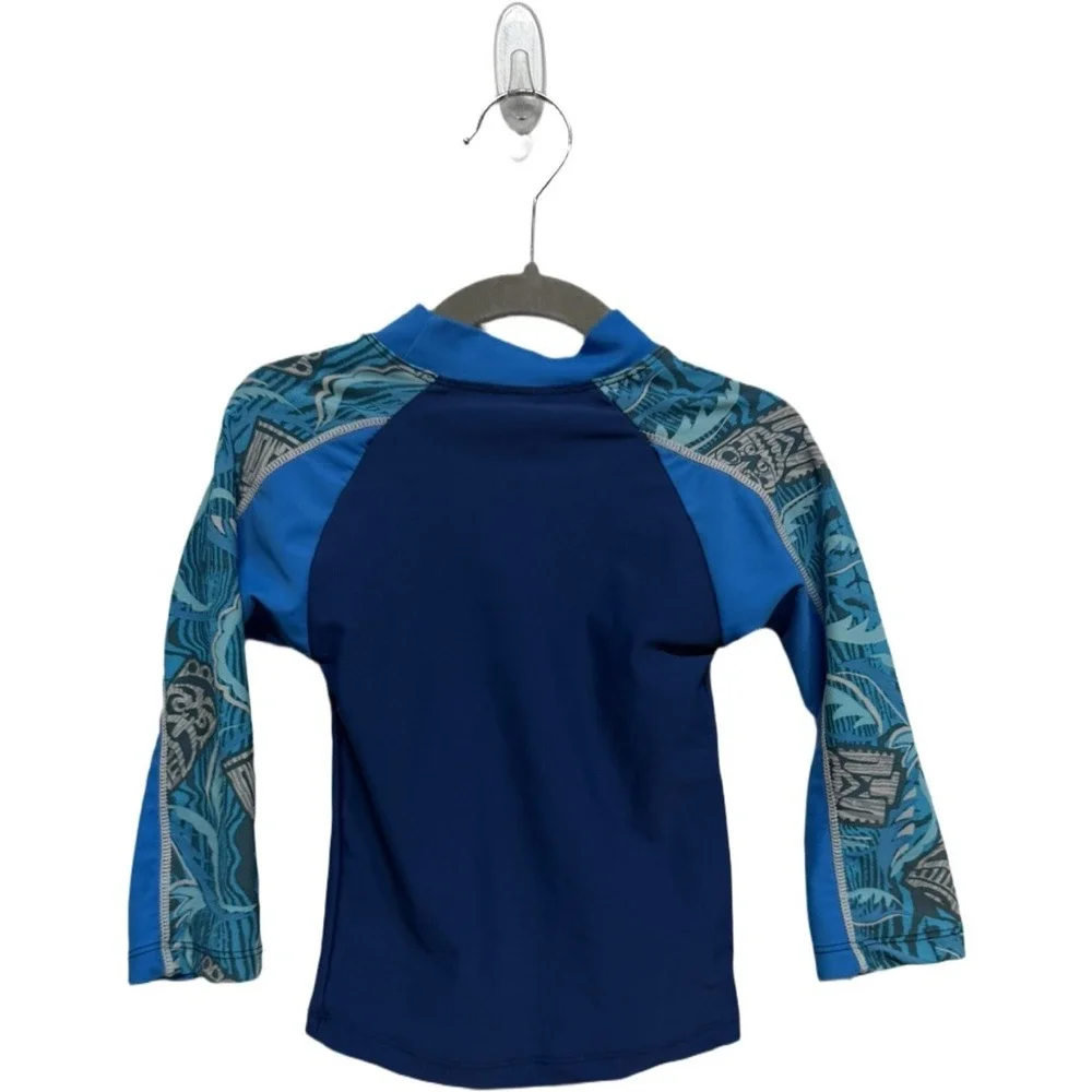 Tuga Sunwear Boys Rash Guard Blue Tribal Print UPF 50+ Swim Shirt 12-18M
